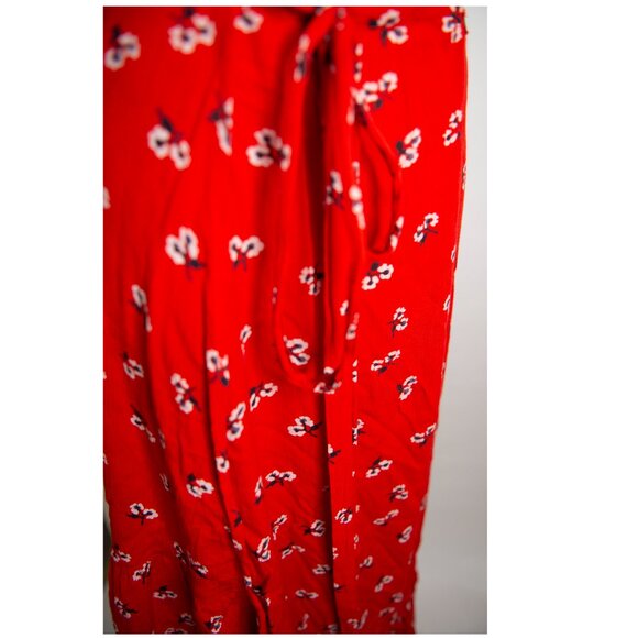 BILLABONG "Dancing Til Dawn Red" Floral Print Midi Wrap Boho Beach Skirt M - Picture 3 of 14